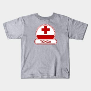 Tonga Country Badge - Tonga Flag Kids T-Shirt